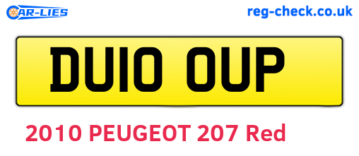 DU10OUP are the vehicle registration plates.