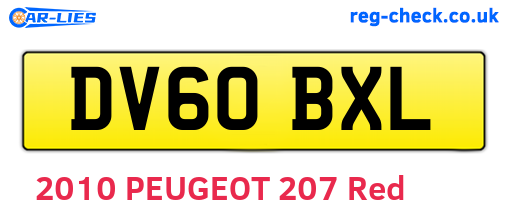 DV60BXL are the vehicle registration plates.