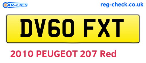 DV60FXT are the vehicle registration plates.