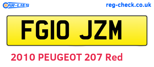 FG10JZM are the vehicle registration plates.