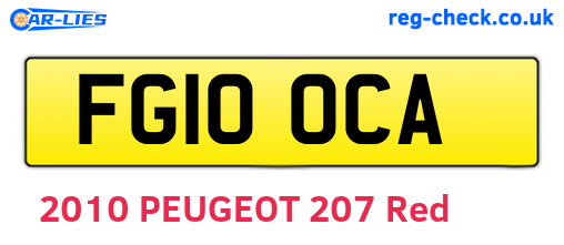 FG10OCA are the vehicle registration plates.