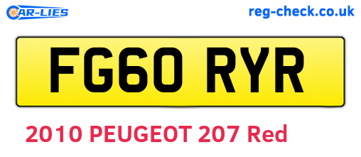 FG60RYR are the vehicle registration plates.