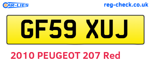 GF59XUJ are the vehicle registration plates.