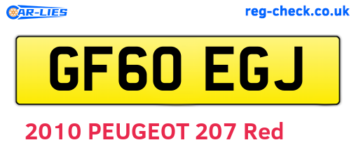 GF60EGJ are the vehicle registration plates.