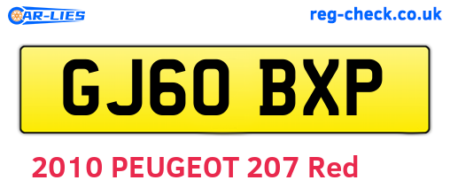 GJ60BXP are the vehicle registration plates.
