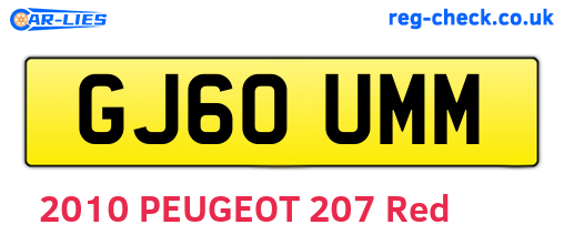 GJ60UMM are the vehicle registration plates.