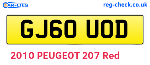 GJ60UOD are the vehicle registration plates.