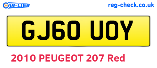 GJ60UOY are the vehicle registration plates.