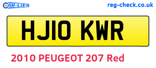 HJ10KWR are the vehicle registration plates.