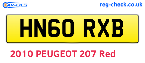 HN60RXB are the vehicle registration plates.