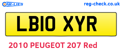 LB10XYR are the vehicle registration plates.