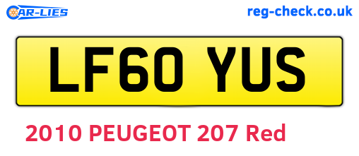 LF60YUS are the vehicle registration plates.