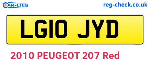 LG10JYD are the vehicle registration plates.