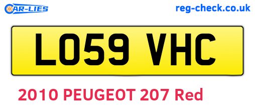 LO59VHC are the vehicle registration plates.