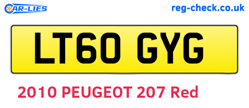 LT60GYG are the vehicle registration plates.