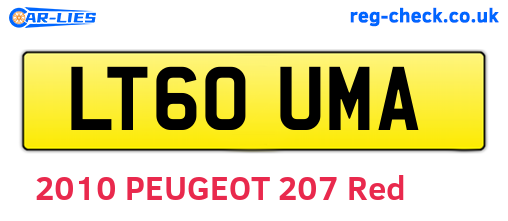 LT60UMA are the vehicle registration plates.
