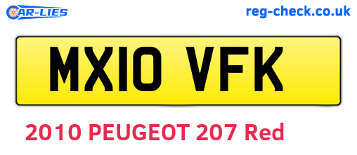 MX10VFK are the vehicle registration plates.