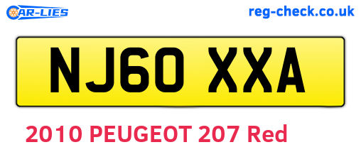 NJ60XXA are the vehicle registration plates.