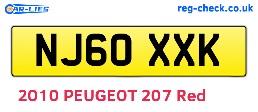 NJ60XXK are the vehicle registration plates.