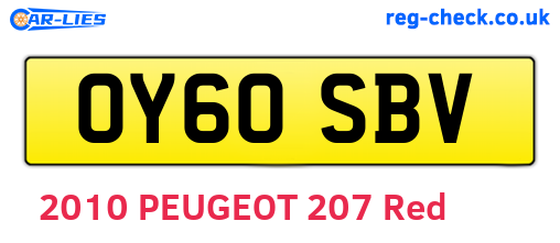 OY60SBV are the vehicle registration plates.