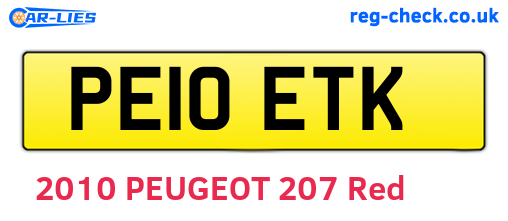 PE10ETK are the vehicle registration plates.