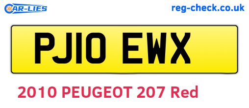 PJ10EWX are the vehicle registration plates.