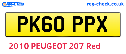 PK60PPX are the vehicle registration plates.