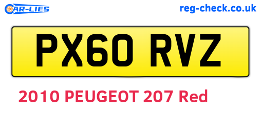 PX60RVZ are the vehicle registration plates.
