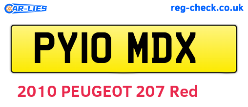 PY10MDX are the vehicle registration plates.