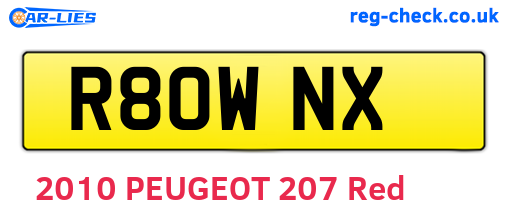 R80WNX are the vehicle registration plates.