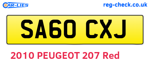 SA60CXJ are the vehicle registration plates.