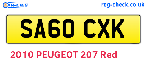 SA60CXK are the vehicle registration plates.