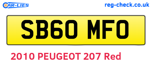 SB60MFO are the vehicle registration plates.