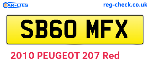SB60MFX are the vehicle registration plates.