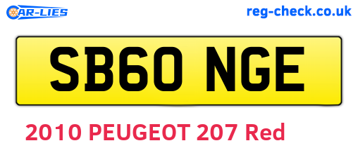 SB60NGE are the vehicle registration plates.