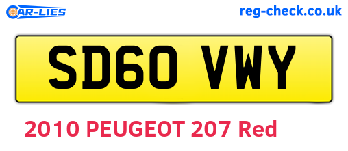 SD60VWY are the vehicle registration plates.