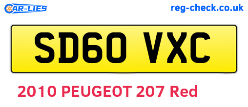 SD60VXC are the vehicle registration plates.