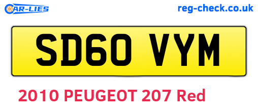 SD60VYM are the vehicle registration plates.