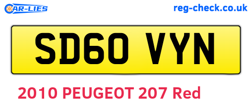 SD60VYN are the vehicle registration plates.