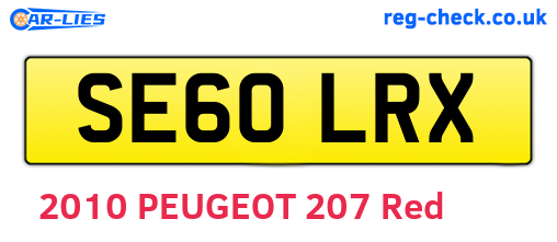 SE60LRX are the vehicle registration plates.