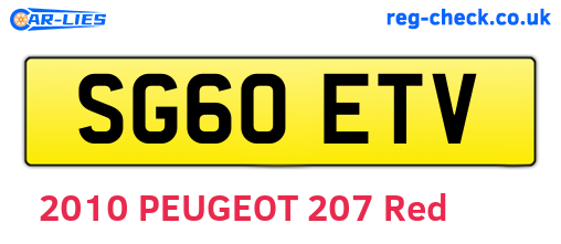 SG60ETV are the vehicle registration plates.