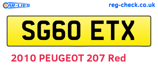SG60ETX are the vehicle registration plates.