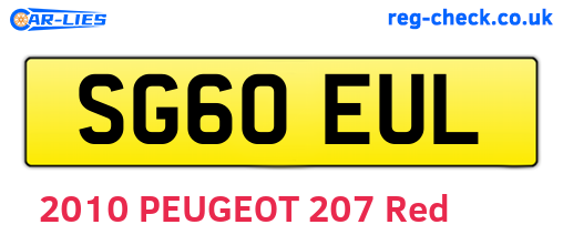 SG60EUL are the vehicle registration plates.