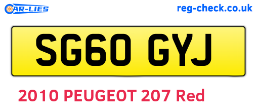 SG60GYJ are the vehicle registration plates.
