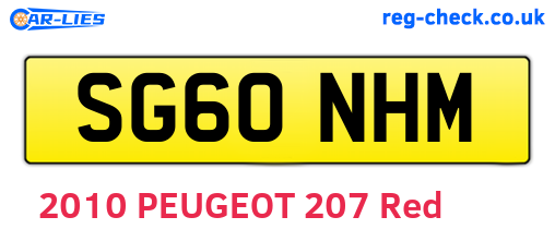 SG60NHM are the vehicle registration plates.