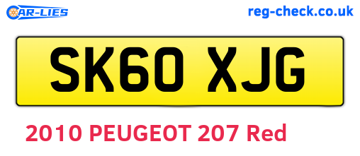 SK60XJG are the vehicle registration plates.
