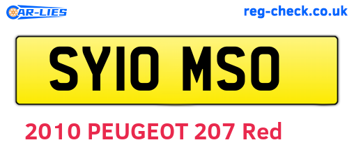 SY10MSO are the vehicle registration plates.