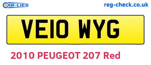 VE10WYG are the vehicle registration plates.