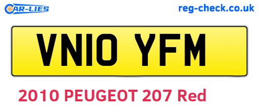 VN10YFM are the vehicle registration plates.
