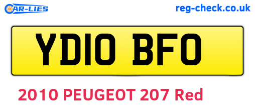 YD10BFO are the vehicle registration plates.